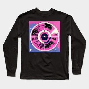 Cosmic Galaxy Pink Vinyl Record Graphic Long Sleeve T-Shirt
